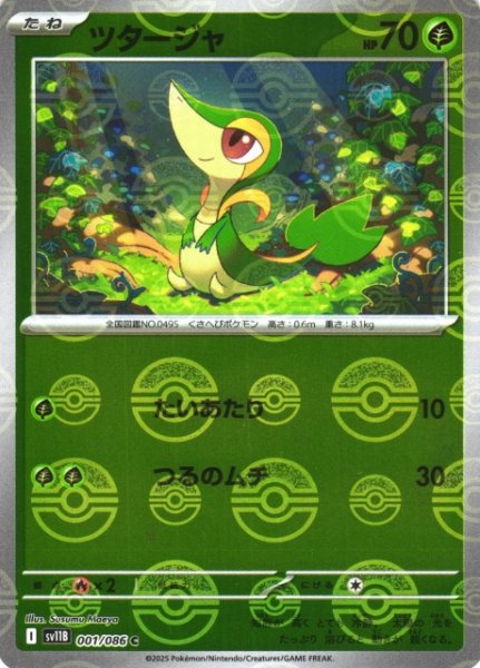 画像1: 【ポケカ】ツタージャ【ミラー/モンスターボール柄】SV11B 001/086 (1)